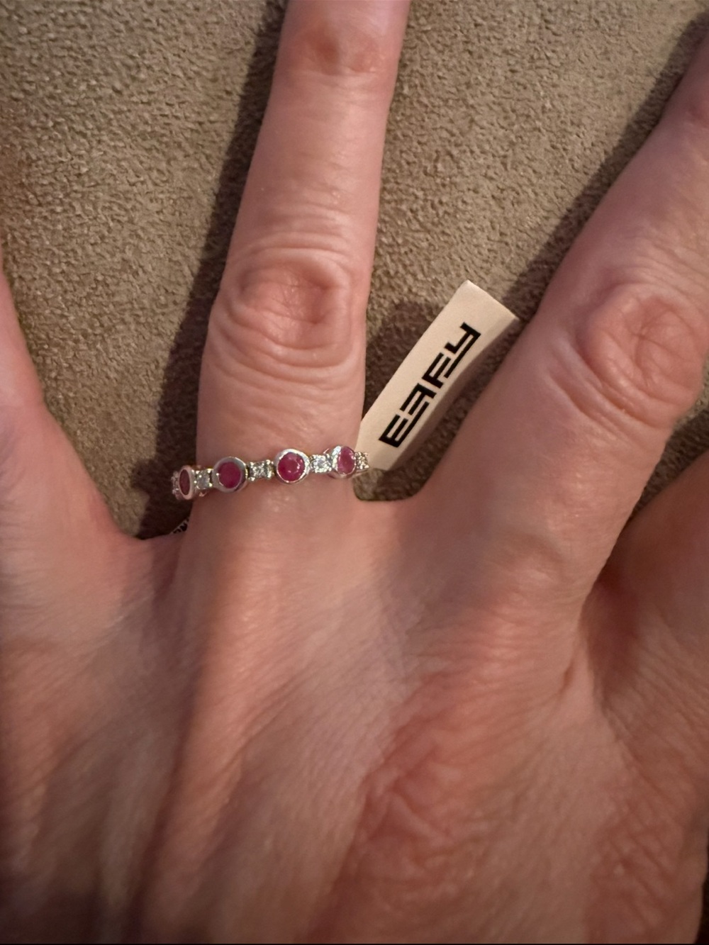 BNWT in box EFFY Ruby and diamond band ring. Size 7.